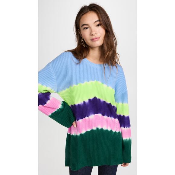 Prabal Gurung Tie Dye Statement Sweater Oversized Colorblock Knit Crewneck Med